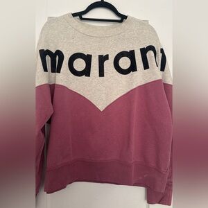 Isabel Marant Gray and Pink Crew Neck Sweater